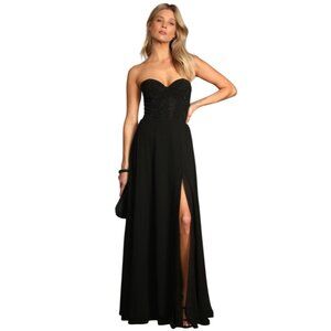 NEW Lulus Remember This Moment Black Rhinestone Strapless‎ Maxi Dress, Size S